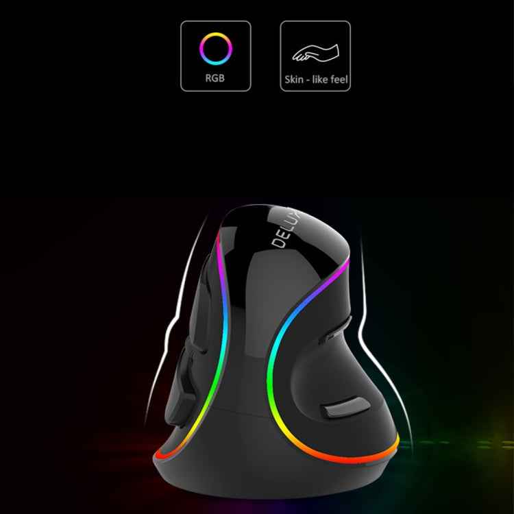 DELUX M618 Plus RGB Wired Optical Mouse Ergonomic Vertical Mouse 4000DPI