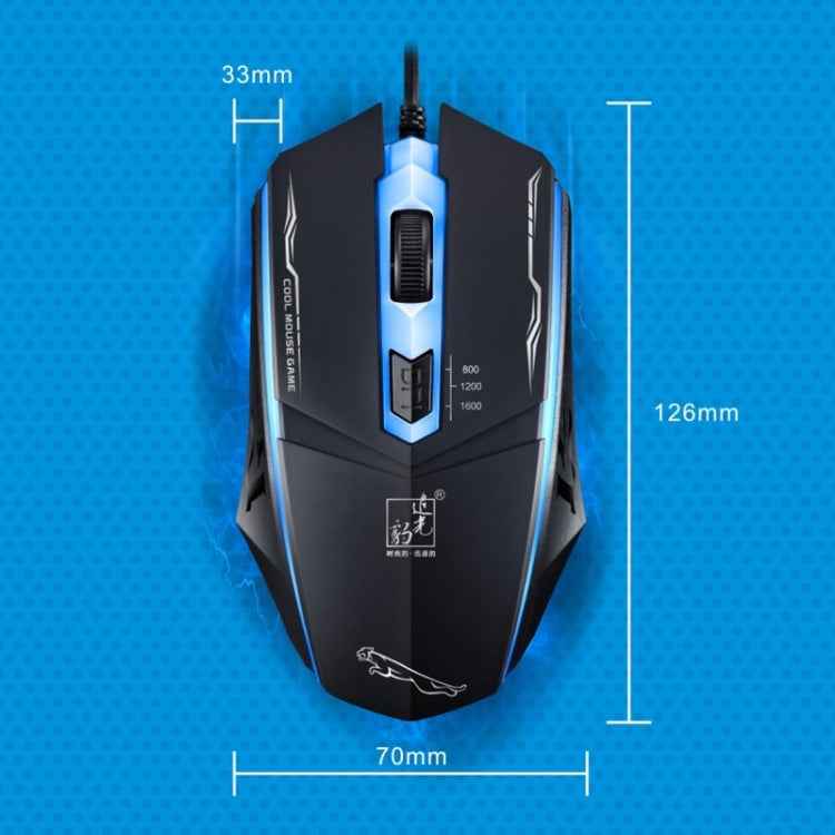 Chasing Leopard 199 USB 1600DPI Three-speed Adjustable LED Backlight Wired Optical Gaming Mouse, Length: 1.3m