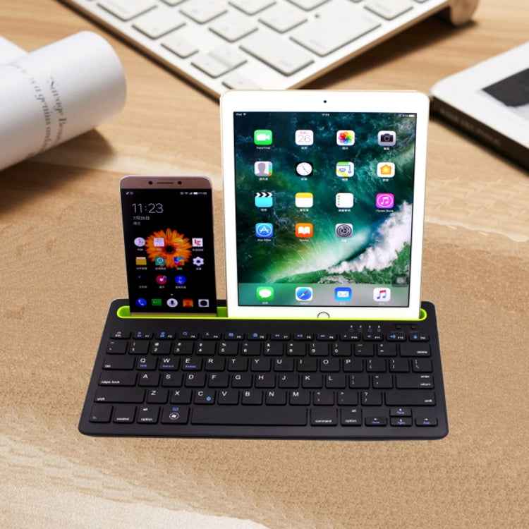 B908 Ultra-slim 78 Keys Bluetooth Wireless Keyboard with Concave Mobile Phone Holder