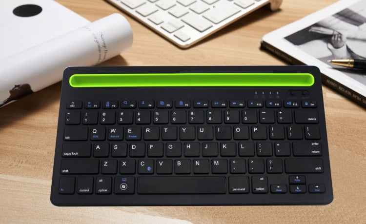 B908 Ultra-slim 78 Keys Bluetooth Wireless Keyboard with Concave Mobile Phone Holder