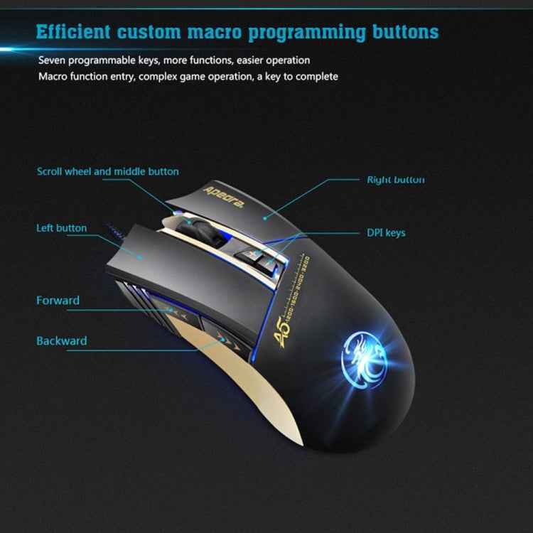 Apedra iMICE A5 High Precision Gaming Mouse LED four color controlled breathing light USB 7 Buttons 3200 DPI Wired Optical Gaming Mouse for Computer PC Laptop