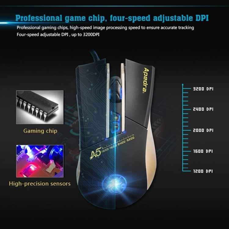 Apedra iMICE A5 High Precision Gaming Mouse LED four color controlled breathing light USB 7 Buttons 3200 DPI Wired Optical Gaming Mouse for Computer PC Laptop