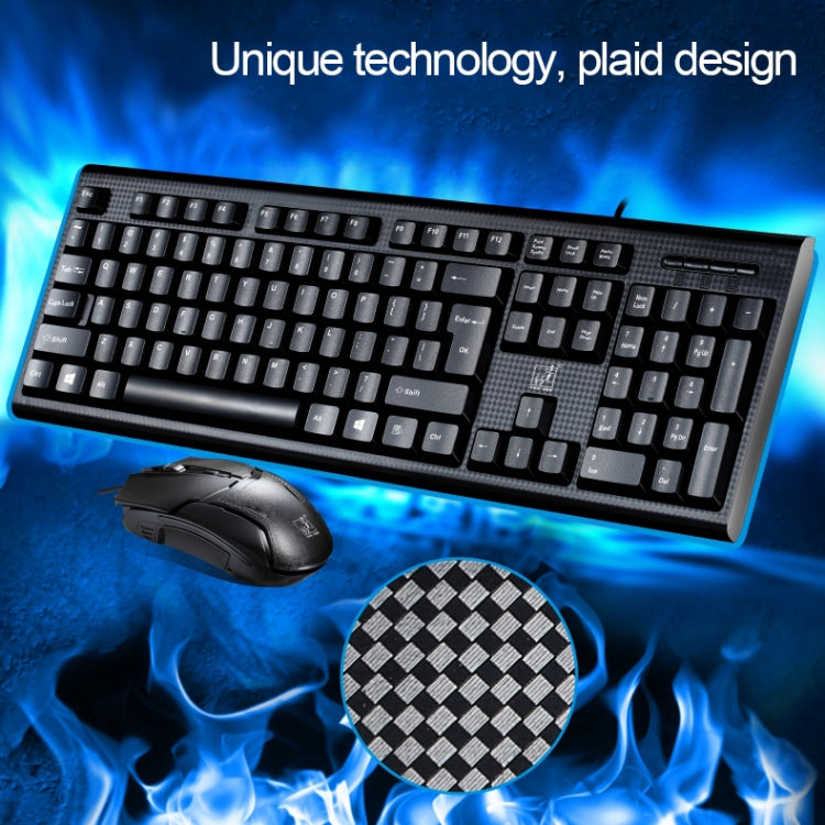 Kit de teclado y ratón óptico Chasing Leopard Q9 de 1600 DPI con textura de cuadrícula y cable profesional para juegos de oficina