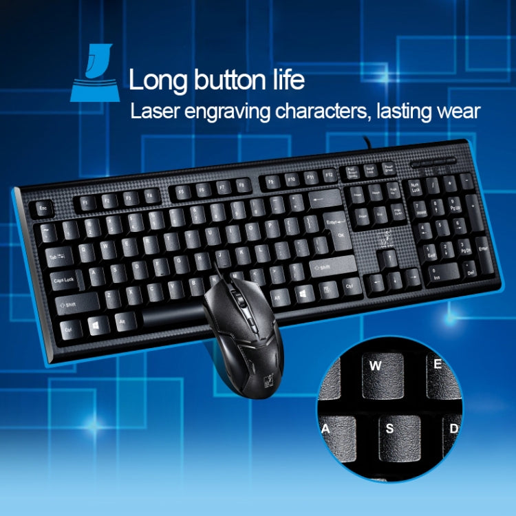 Kit de teclado y ratón óptico Chasing Leopard Q9 de 1600 DPI con textura de cuadrícula y cable profesional para juegos de oficina