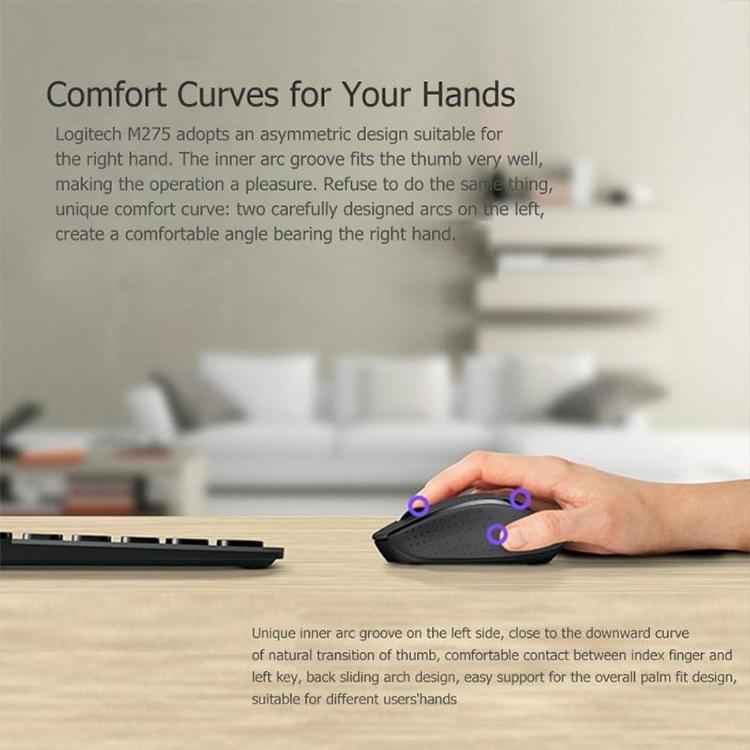 Logitech M280 2.4GHz 3-keys 1000DPI Wireless Optical Mouse, Wireless Range: 10m