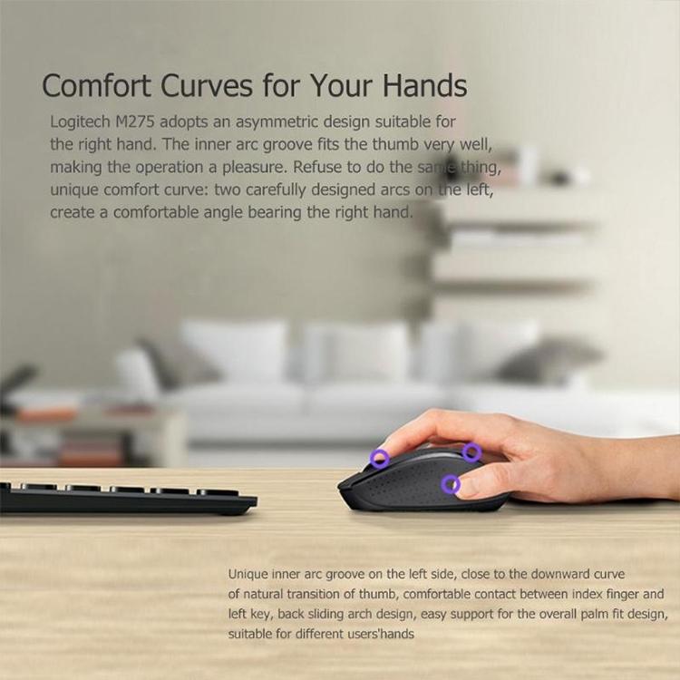 Logitech M280 2.4GHz 3-keys 1000DPI Wireless Optical Mouse, Wireless Range: 10m