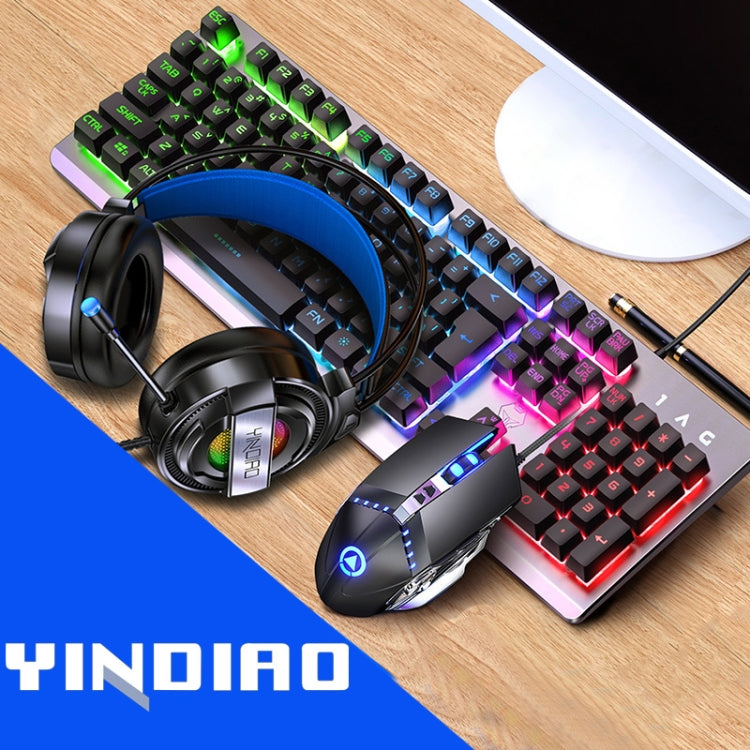 YINDIAO K002 USB Wired Mechanical Feel RGB Backlight Keyboard + Optical Mouse + Headset Set, RGB Backlight / Black, RGB Backlight / Silent / Black, Orange Backlight / Black, RGB Backlight / White