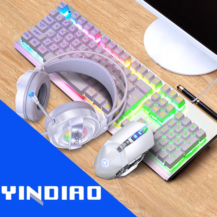 YINDIAO K002 USB Wired Mechanical Feel RGB Backlight Keyboard + Optical Mouse + Headset Set, RGB Backlight / Black, RGB Backlight / Silent / Black, Orange Backlight / Black, RGB Backlight / White