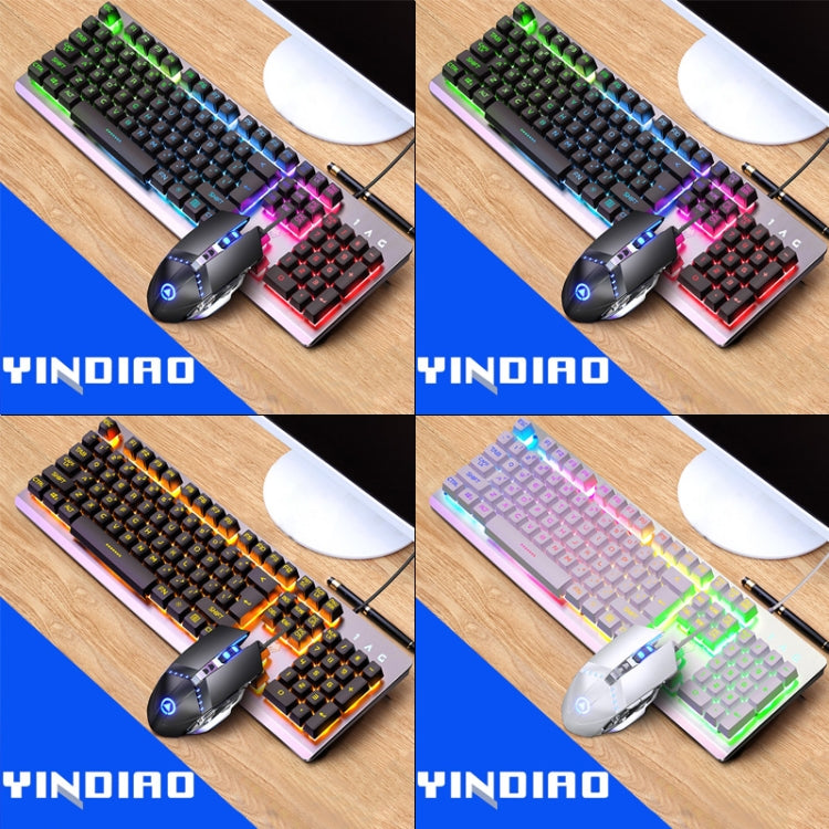 YINDIAO K002 USB Wired Mechanical Feel RGB Backlight Keyboard + Optical Mouse + Headset Set, RGB Backlight / Black, RGB Backlight / Silent / Black, Orange Backlight / Black, RGB Backlight / White