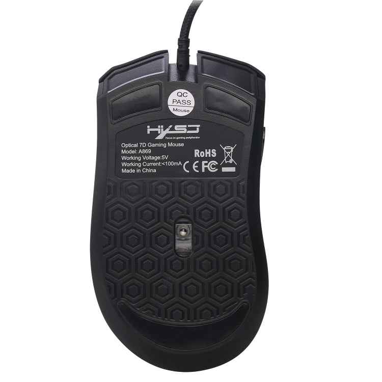 HXSJ A869 Colorful Glowing Wired Game 7-Keys 3200 DPI Adjustable Ergonomics Optical Mouse