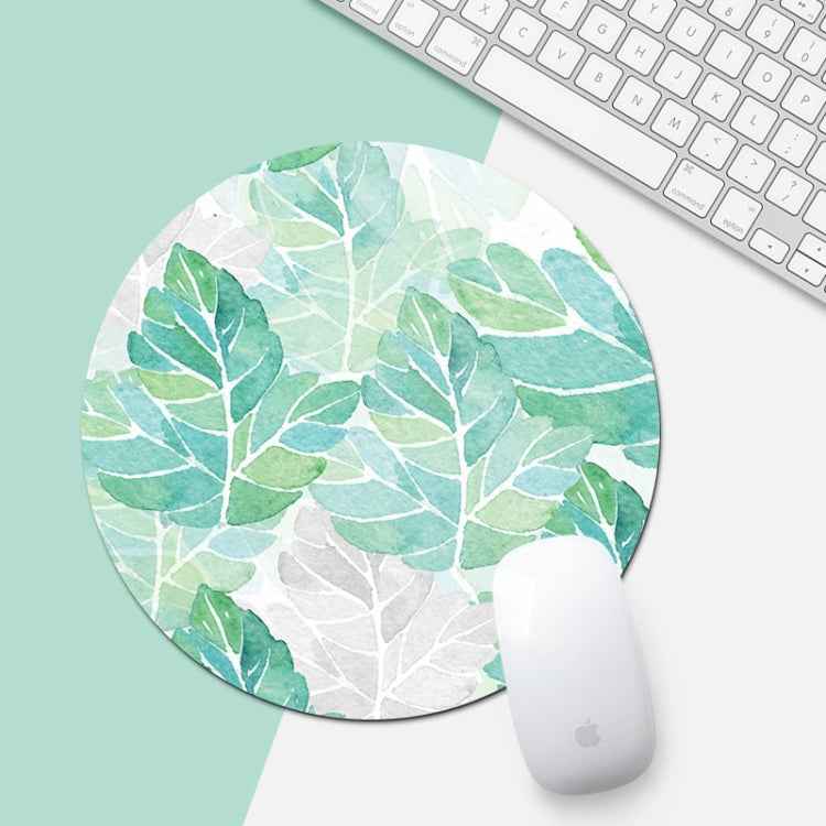 Green Sunflower Pattern Circular Mouse Pad, Diameter: 22cm