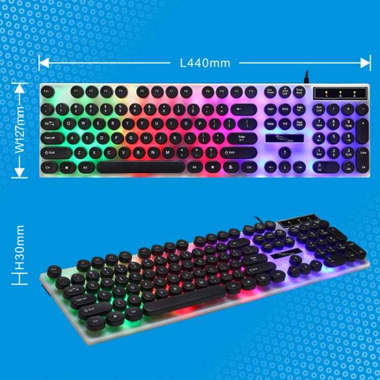 Chasing Leopard G21 USB 104-keys Waterproof Floating Round Punk Keycap Colorful Backlight Mechanical Feel Wired Keyboard, Length: 1.3m