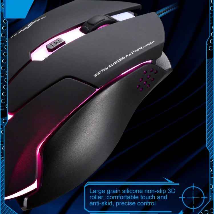 Chasing Leopard T7 USB 6-keys 2400DPI Three-speed Adjustable Backlight Wired Optical Gaming Mouse Built-in Counter Weight, Length: 1.8m