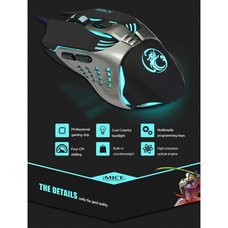 iMICE V5 USB 7 Buttons 4000 DPI Wired Optical Colorful Backlight Gaming Mouse for Computer PC Laptop, V5 (White)