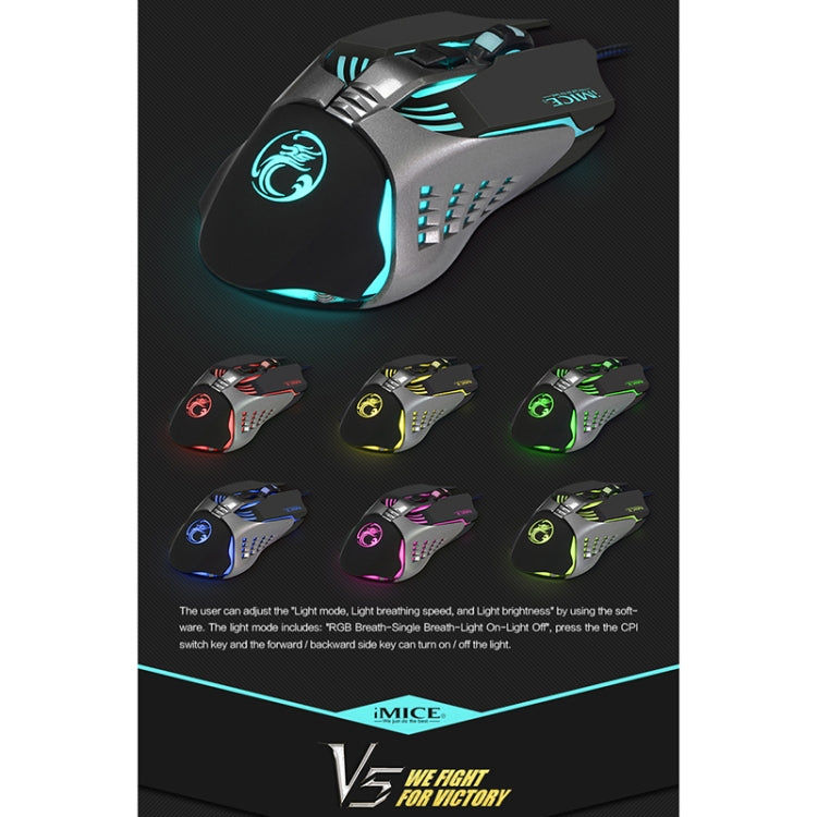 iMICE V5 USB 7 Buttons 4000 DPI Wired Optical Colorful Backlight Gaming Mouse for Computer PC Laptop, V5 (White)
