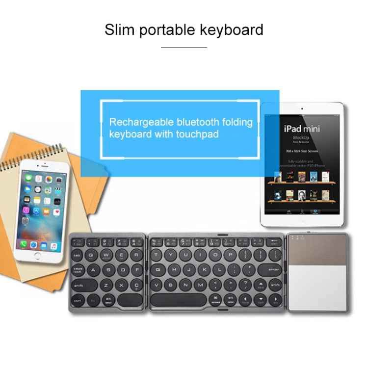 GK408 Three-fold Rechargeable Wireless Bluetooth Keyboard with Touchpad, Support Android / IOS / Windows