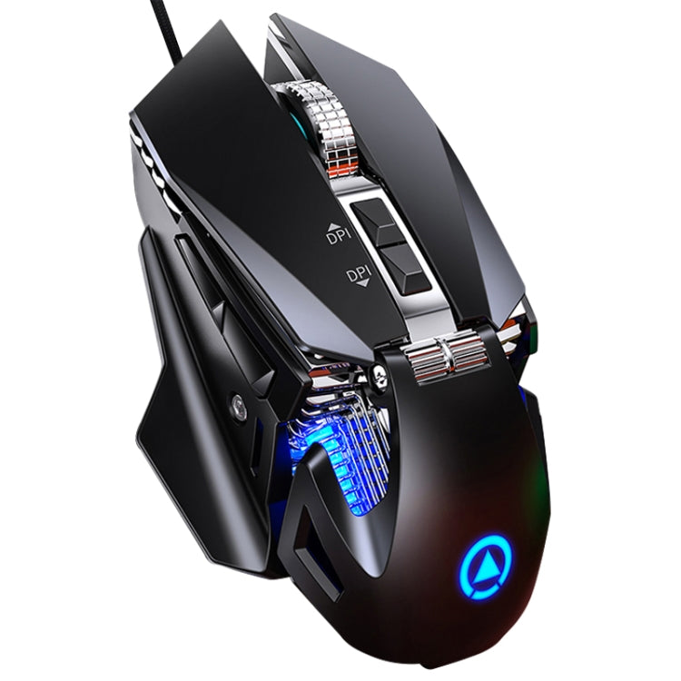 YINDIAO G10 7200DPI 7-modes Adjustable 7-keys RGB Light Wired Metal Mechanical Hard Core Macro Mouse, Style: Audio Version