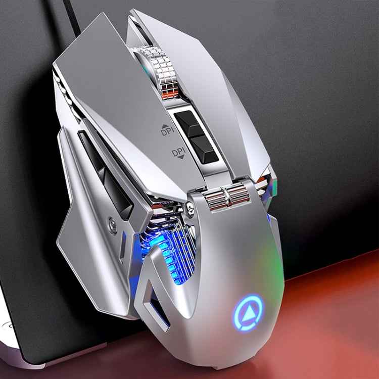 YINDIAO G10 7200DPI 7-modes Adjustable 7-keys RGB Light Wired Metal Mechanical Hard Core Macro Mouse, Style: Audio Version