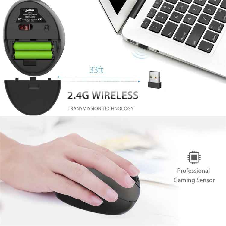 HXSJ T33 2.4GHz Ergonomic Optical Wireless Notebook PC Mouse