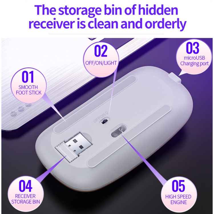 YINDIAO A2 2.4GHz 1600DPI 3-modes Adjustable RGB Light Rechargeable Wireless Silent Mouse