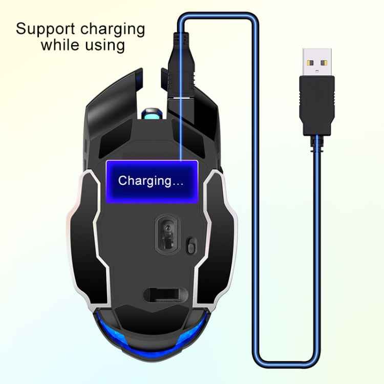 YINDIAO A4 2.4GHz 1600DPI 3-modes Adjustable Rechargeable Wireless Silent Gaming Mouse (Grey Silver)