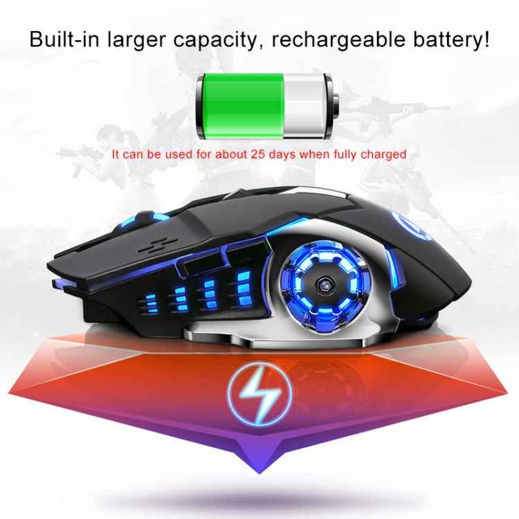 YINDIAO A4 2.4GHz 1600DPI 3-modes Adjustable Rechargeable Wireless Silent Gaming Mouse (Grey Silver)