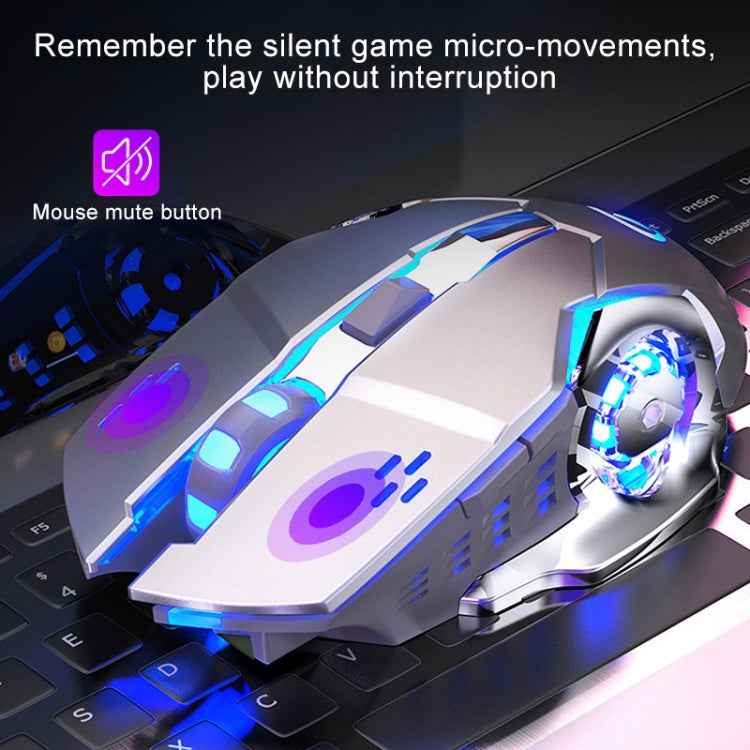 YINDIAO A4 2.4GHz 1600DPI 3-modes Adjustable Rechargeable Wireless Silent Gaming Mouse (Grey Silver)