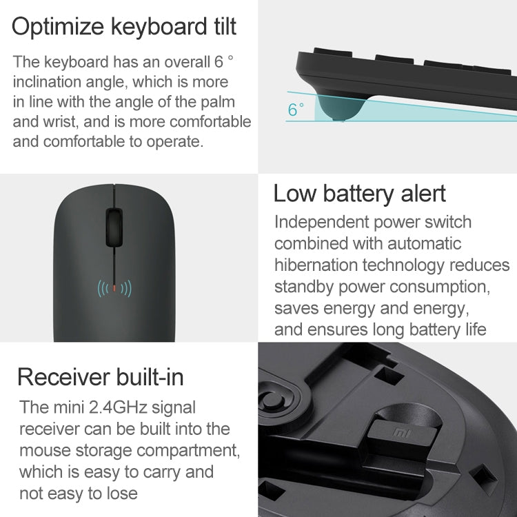 Original Xiaomi 2.4GHz Wireless Keyboard + Mouse Set for Notebook Desktop Laptop, Gen2
