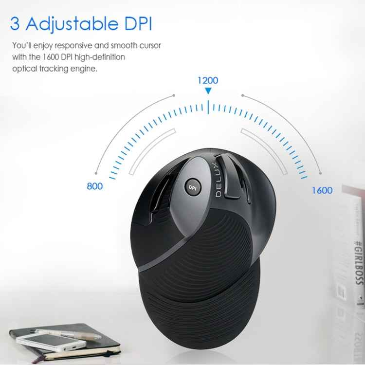 DELUX M618GX Wireless Ergonomic Vertical Mouse 1600DPI Optical Mouse