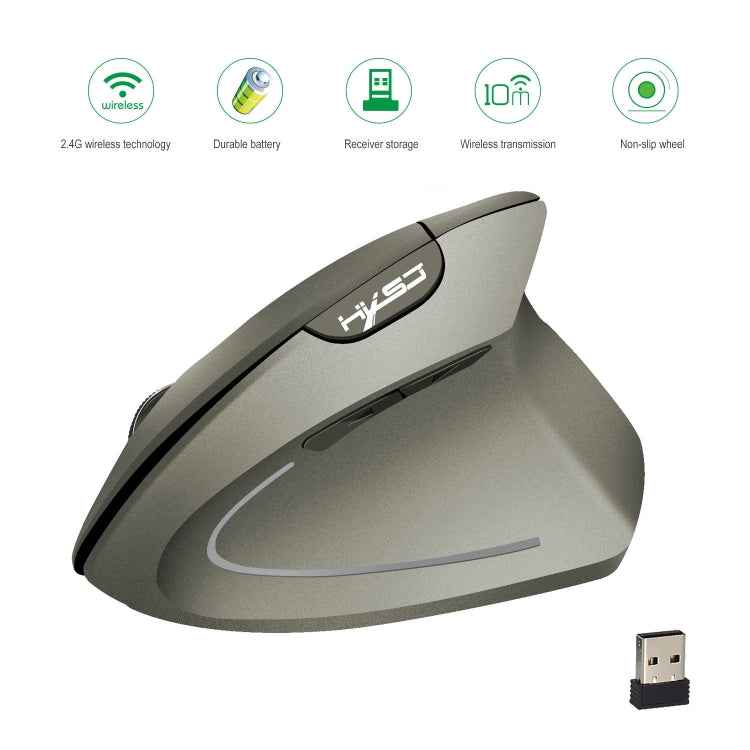 HXSJ T24 6 Buttons 2400 DPI 2.4G Wireless Vertical Ergonomic Mouse with USB Receiver