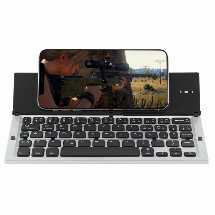 Teclado Bluetooth V3.0 plegable ultrafino GK608 con soporte integrado, compatible con sistemas Android/iOS/Windows. GK608 (negro), GK608 (gris) y GK608 (dorado).