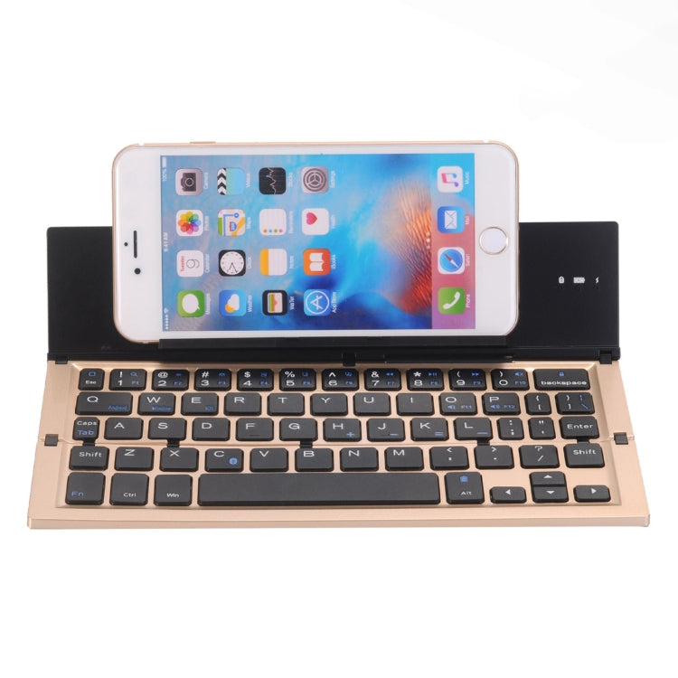 Teclado Bluetooth V3.0 plegable ultrafino GK608 con soporte integrado, compatible con sistemas Android/iOS/Windows. GK608 (negro), GK608 (gris) y GK608 (dorado).