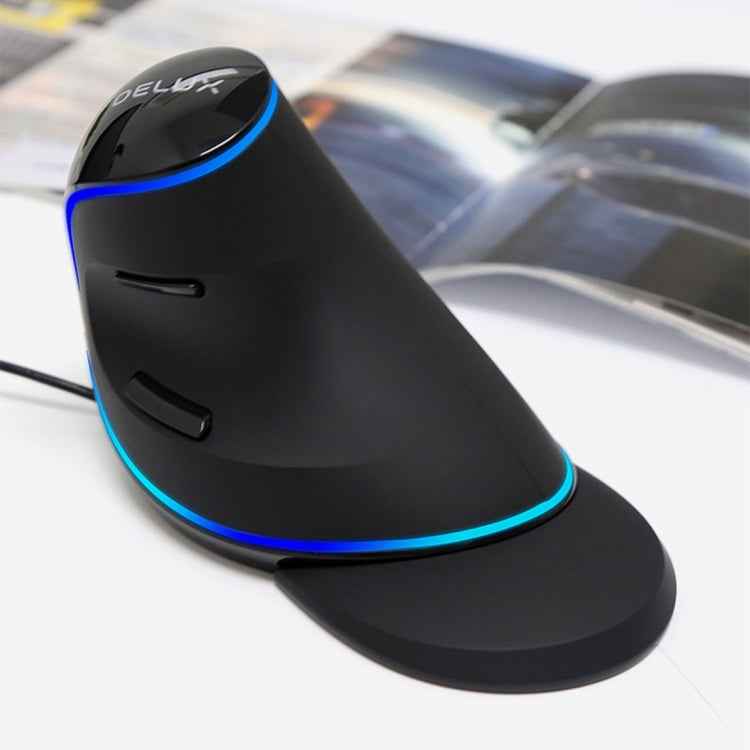 DELUX M618 Plus Wired Blue Version Optical Mouse Ergonomic Vertical Mouse 1600DPI