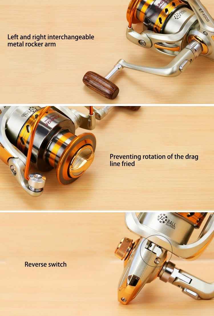 YUMOSHI Ball Bearings Rocker Handle Wheel Seat Fishing Spinning Reel