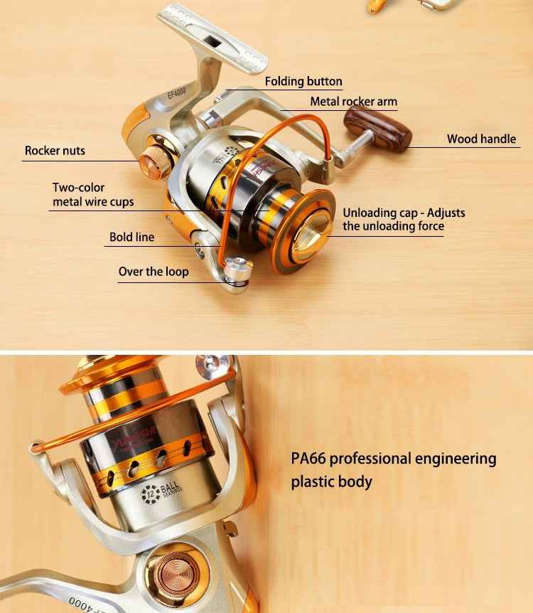 YUMOSHI Ball Bearings Rocker Handle Wheel Seat Fishing Spinning Reel