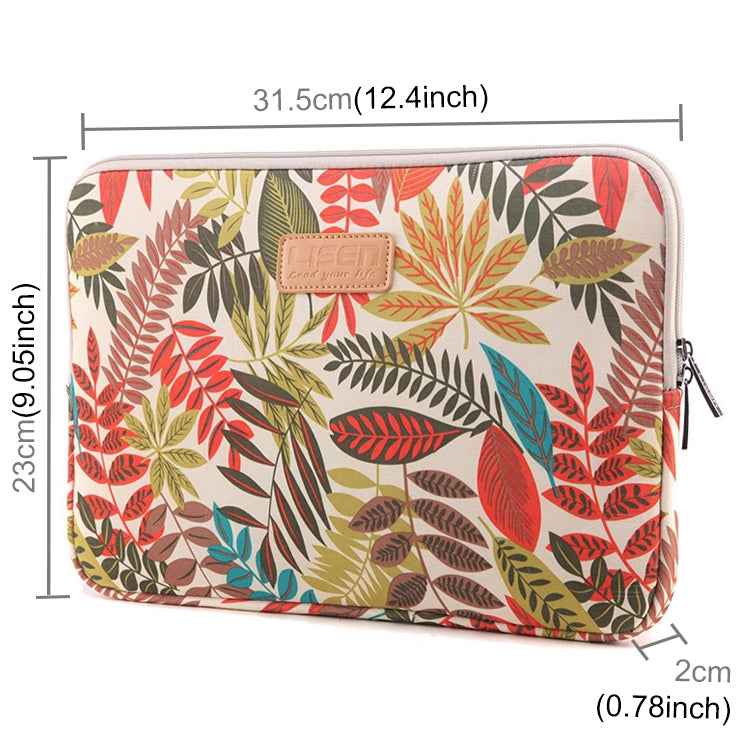 Lisen 12 inch Sleeve Case Colorful Leaves Zipper Briefcase Carrying Bag for iPad, Macbook, Samsung, Lenovo, Sony, DELL Alienware, CHUWI, ASUS, HP, 12 inch and Below Laptops / Tablets