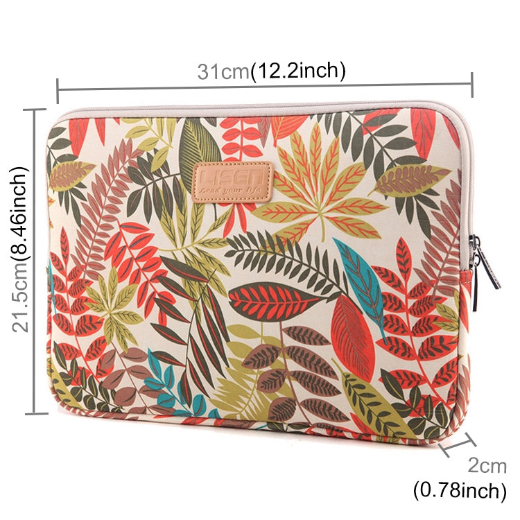 Lisen 11.6 inch Sleeve Case Colorful Leaves Zipper Briefcase Carrying Bag