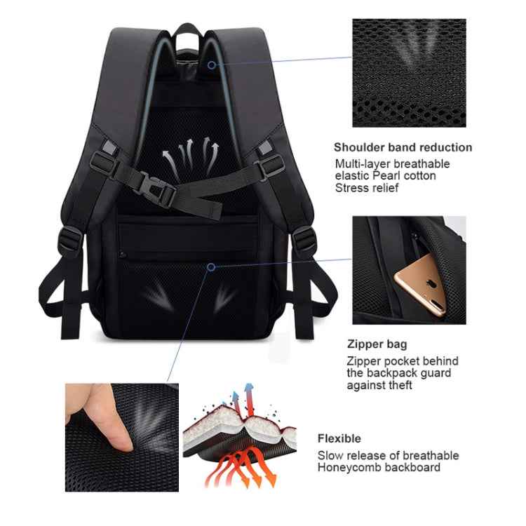 Polyester Waterproof Laptop Backpack for Below 15 inch Laptops, with USB Interface Trunk Trolley Strap