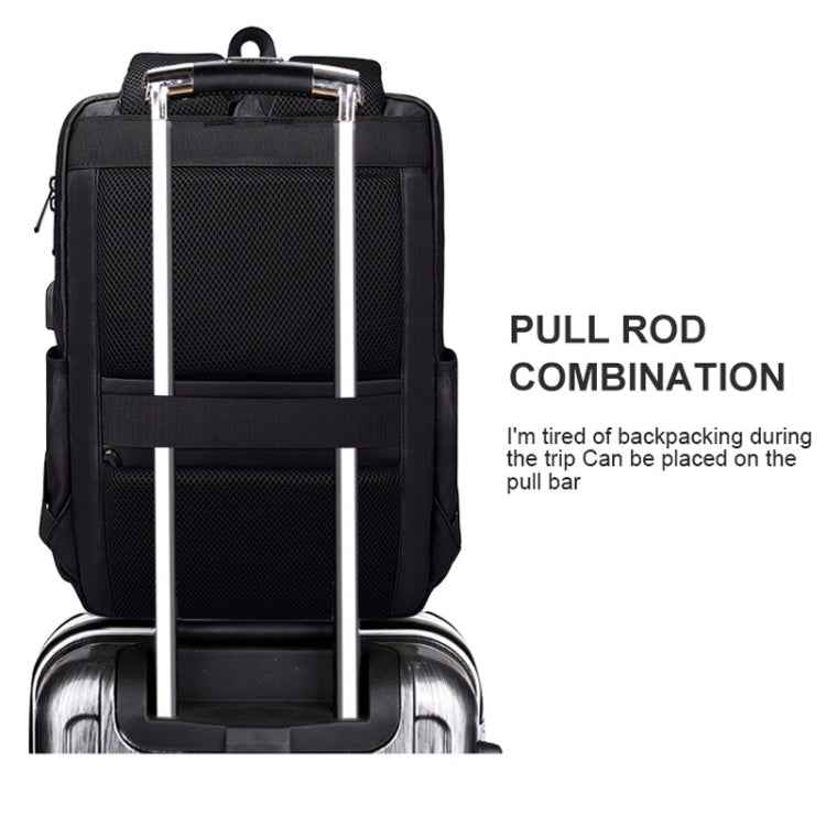 Polyester Waterproof Laptop Backpack for Below 15 inch Laptops, with USB Interface Trunk Trolley Strap