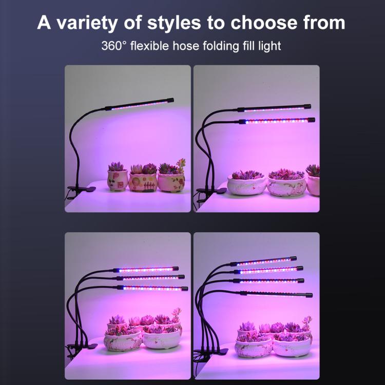 30W Triple Heads Adjustable Spectrum Timing LED Lamp for Plant Growth Lighting, USB Plug DC 5V