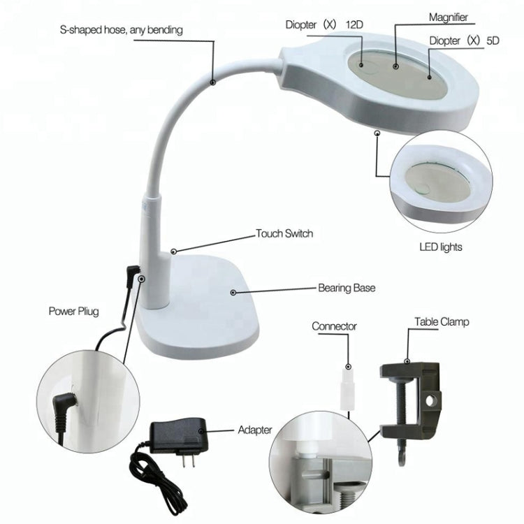 BEST Desktop Multi-function Portable Magnifying Lamp (Voltage 220V), 9145 Magnifier