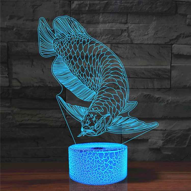 Fish Shape 3D Colorful LED Vision Light Table Lamp, 16 Colors Remote Control Version
