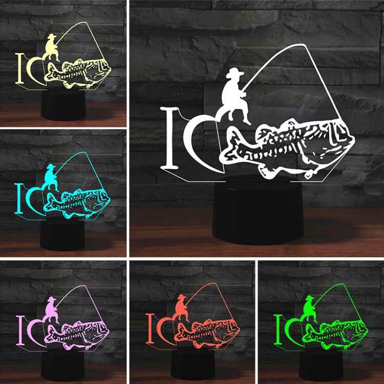 Fishing Shape 3D Colorful LED Vision Light Table Lamp, USB & Battery Version