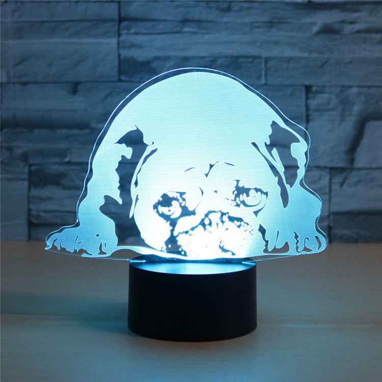 Prostrated Dog Shape 3D Colorful LED Vision Light Table Lamp, Charging Touch Version