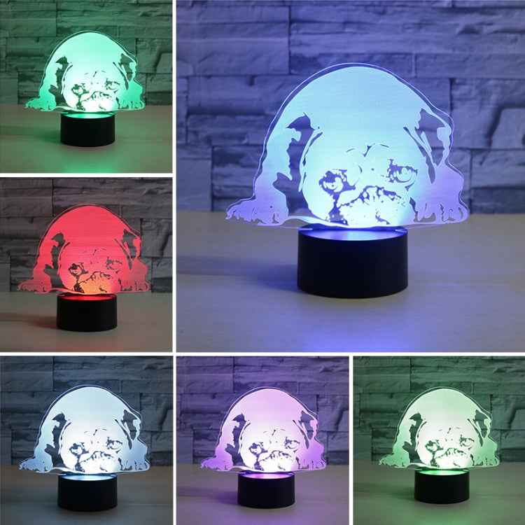 Prostrated Dog Shape 3D Colorful LED Vision Light Table Lamp, Charging Touch Version