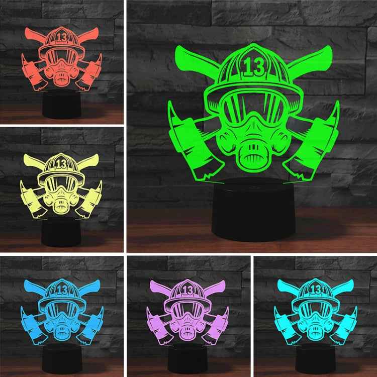 Fire Fighting Shape 3D Colorful LED Vision Light Table Lamp, USB Touch Version