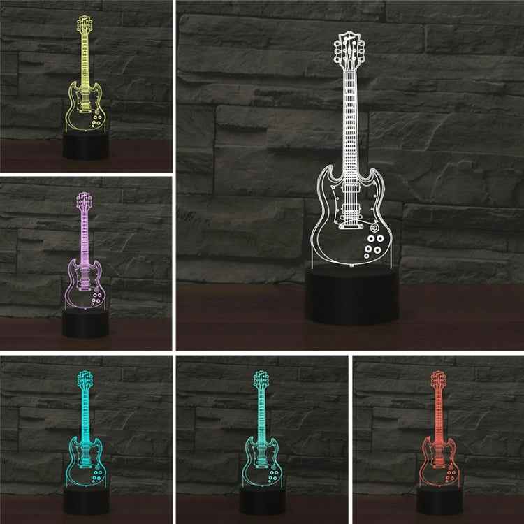 Five-string Guitar Shape 3D Colorful LED Vision Light Table Lamp, Charging Touch Version