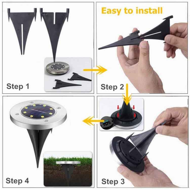 2 PCS 10 LEDs Solar Powered Buried Light Under Ground Lamp IP65 Waterproof Outdoor Garden Street Light