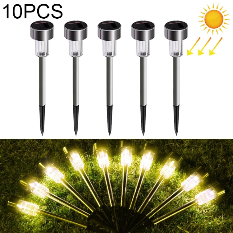10 PCS Solar Energy Outdoor Lawn Lamp Stainless Steel IP65 Waterproof LED Decorative Garden Light