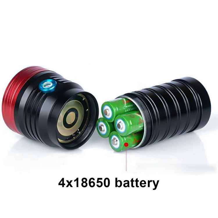 3 Gears, DB18 18xT6, Luminous Flux: 5400lm LED Flashlight, with 4 18650 Batteries